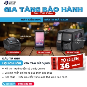 TĂNG THỜI GIAN BẢO VỆ TỪ 12 LÊN 36 THÁNG, ƯU ĐÃI NGAY 50% TRONG NĂM ĐẦU TIÊN KHI MUA MÁY IN MÃ VẠCH VÀ MÁY QUÉT MÃ VẠCH